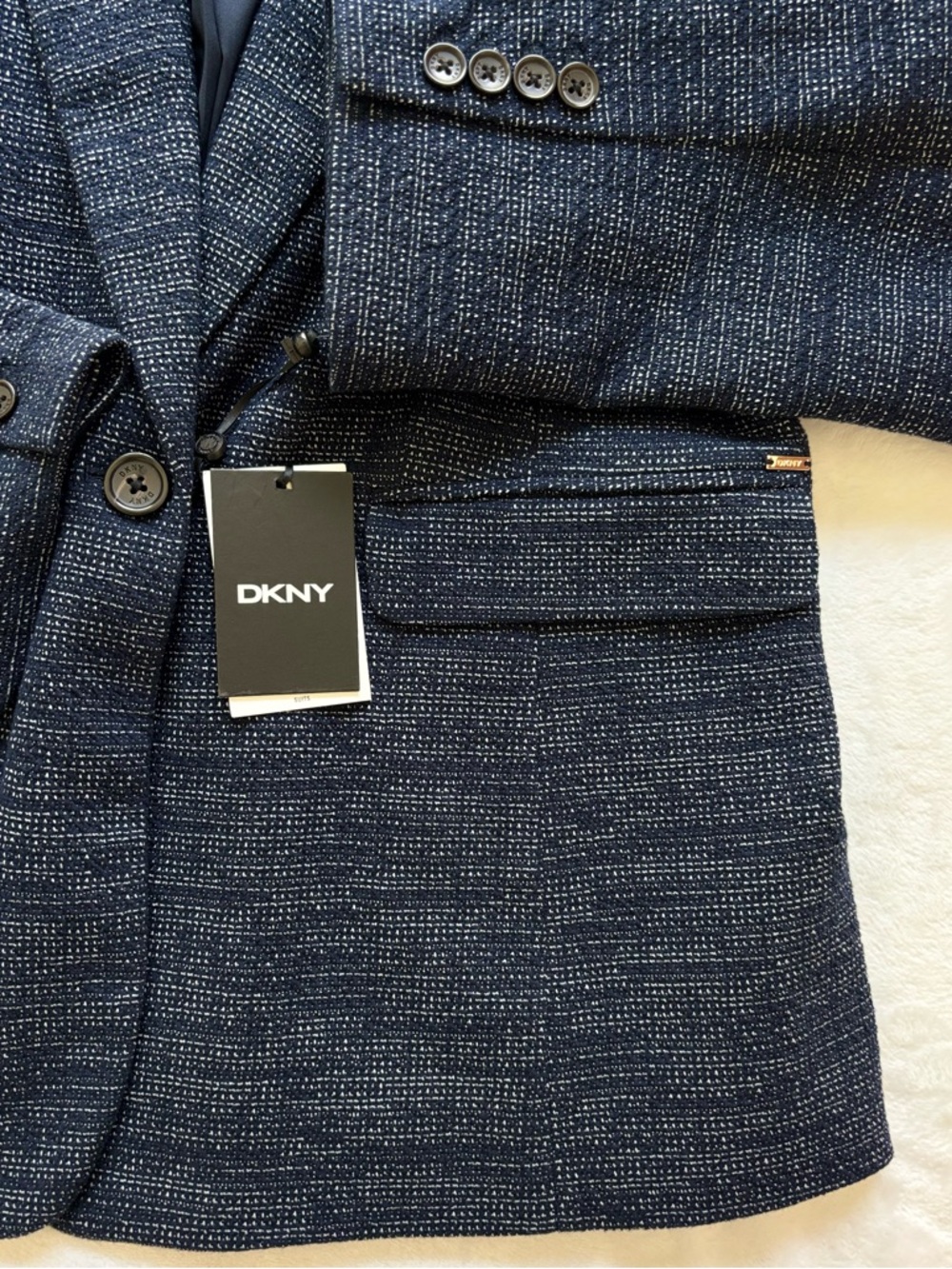 DKNY Essentials Long Sleeve Navy & White Single Button Fitted Blazer--NWT--16 - Picture 7 of 15